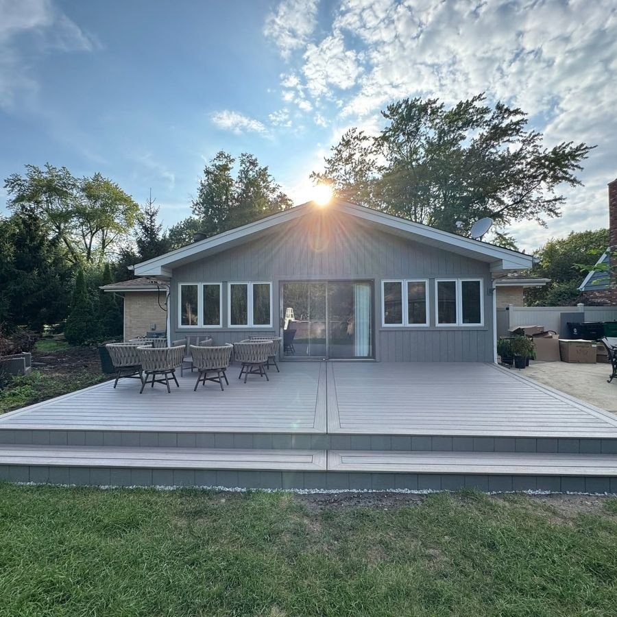 Wraparound composite deck with steps